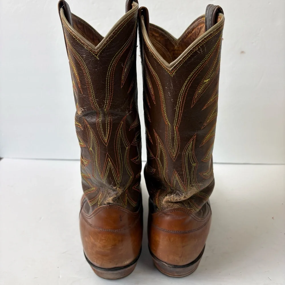 Vintage 1970s 1980s Nocona Cowboy Boots Brown Mens Size 9E 4782